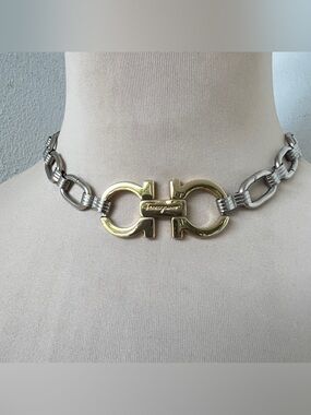 Custom Ferragamo x Junk You! Rescued Two-tone Choker Necklace 14-16” adjustable